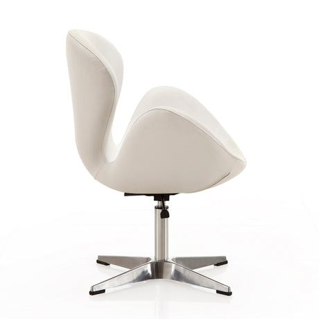 Raspberry Faux Leather Adjustable Swivel Chair in White and Polished Chrome - Ornate Home