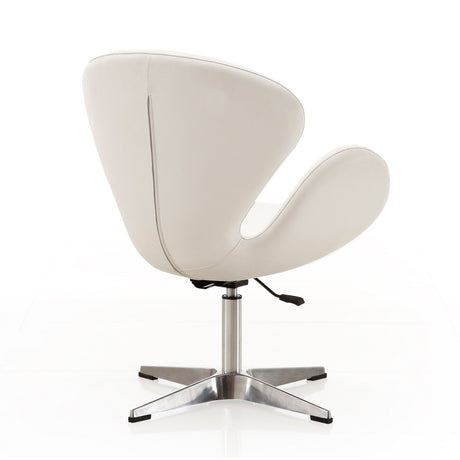 Raspberry Faux Leather Adjustable Swivel Chair in White and Polished Chrome - Ornate Home
