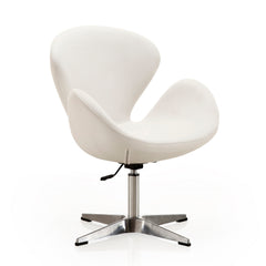 Raspberry Faux Leather Adjustable Swivel Chair in White and Polished Chrome (set of 2) - Ornate Home
