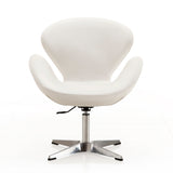 Raspberry Faux Leather Adjustable Swivel Chair in White and Polished Chrome (set of 2) - Ornate Home