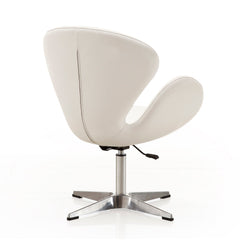 Raspberry Faux Leather Adjustable Swivel Chair in White and Polished Chrome (set of 2) - Ornate Home