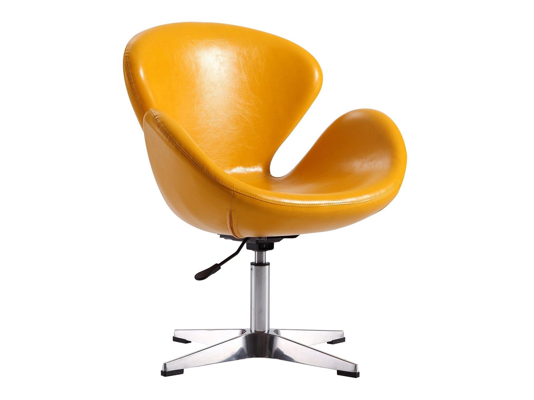 Raspberry Faux Leather Adjustable Swivel Chair in Yellow and Polished Chrome - Ornate Home