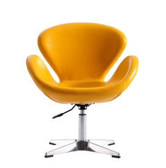 Raspberry Faux Leather Adjustable Swivel Chair in Yellow and Polished Chrome - Ornate Home