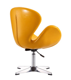 Raspberry Faux Leather Adjustable Swivel Chair in Yellow and Polished Chrome - Ornate Home
