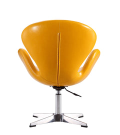 Raspberry Faux Leather Adjustable Swivel Chair in Yellow and Polished Chrome - Ornate Home