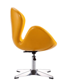 Raspberry Faux Leather Adjustable Swivel Chair in Yellow and Polished Chrome (set of 2) - Ornate Home