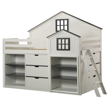 Ratana Gray & White Loft Bed - Ornate Home