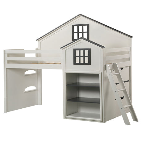 Ratana Gray & White Loft Bed - Ornate Home