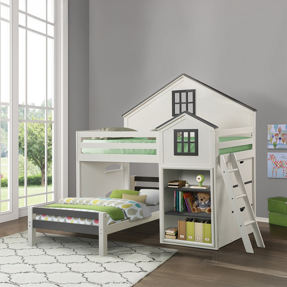 Ratana Gray & White Twin Bed - Ornate Home