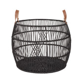 Rattan Iron Black Large Rug Display Basket