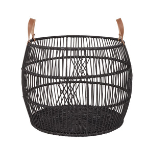Rattan Iron Black Large Rug Display Basket