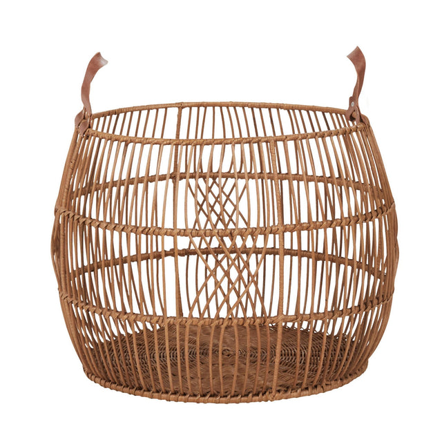 Rattan Iron Natural Large Rug Display Basket