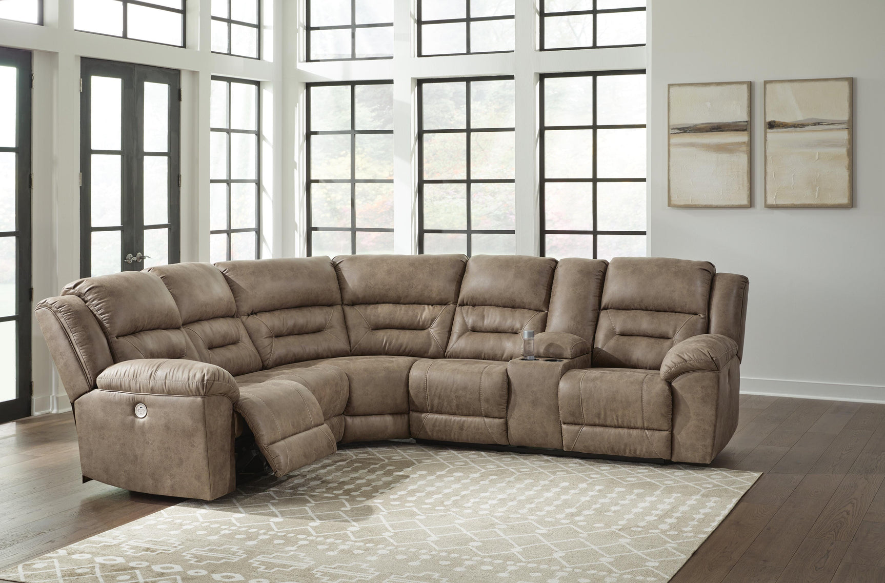 Ravenel Fossil 3-Piece Power Reclining Sectional - LAF Console - Ornate Home