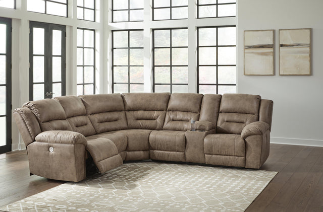 Ravenel Fossil 3-Piece Power Reclining Sectional - LAF Console - Ornate Home