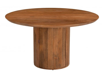 Ravenna Light Brown Dining Table w/ Storage Base - Ornate Home