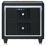 Ravenne Black 2-drawer Velvet Upholstered LED Nightstand with USB - Ornate Home