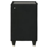 Ravenne Black 2-drawer Velvet Upholstered LED Nightstand with USB - Ornate Home