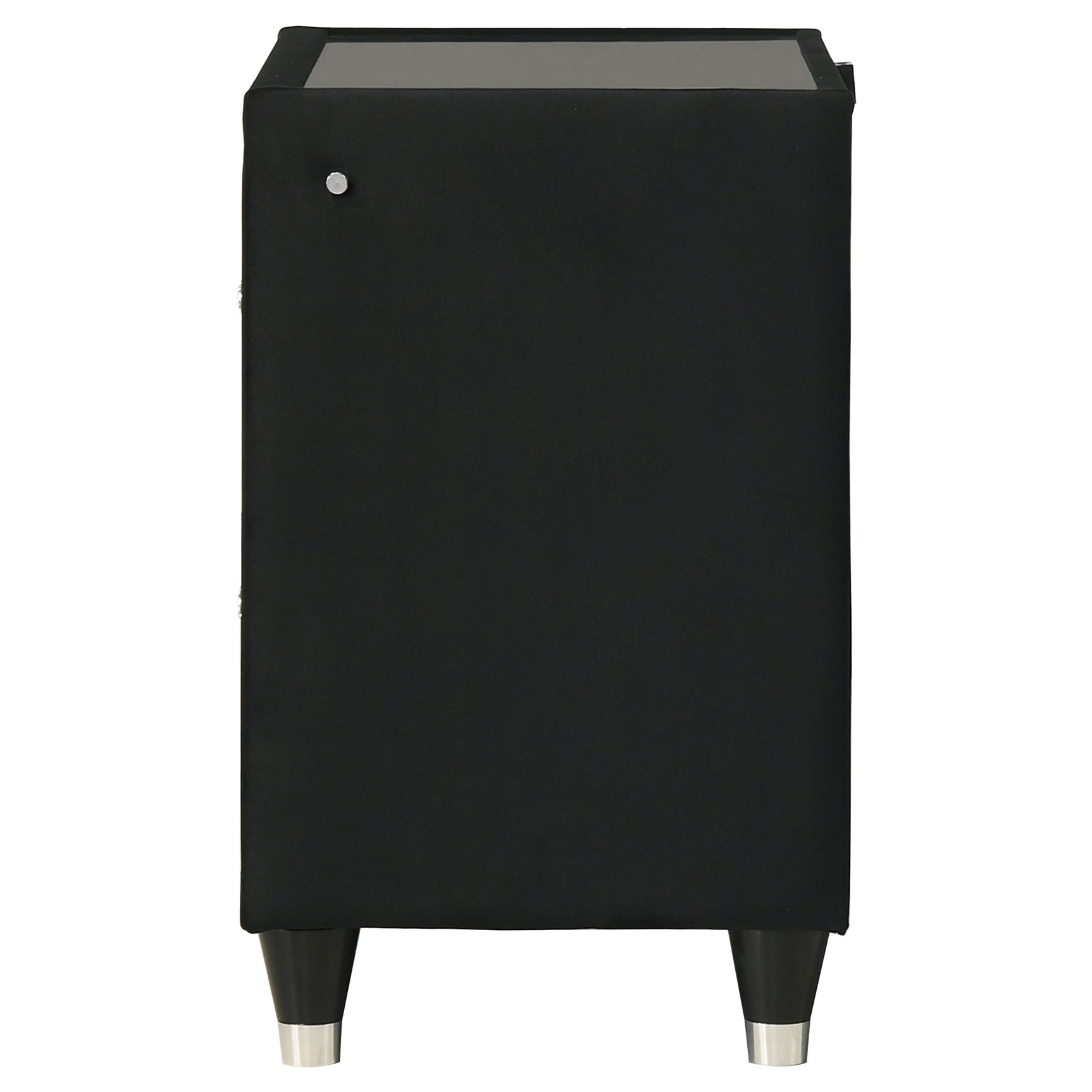 Ravenne Black 2-drawer Velvet Upholstered LED Nightstand with USB - Ornate Home