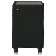 Ravenne Black 2-drawer Velvet Upholstered LED Nightstand with USB - Ornate Home