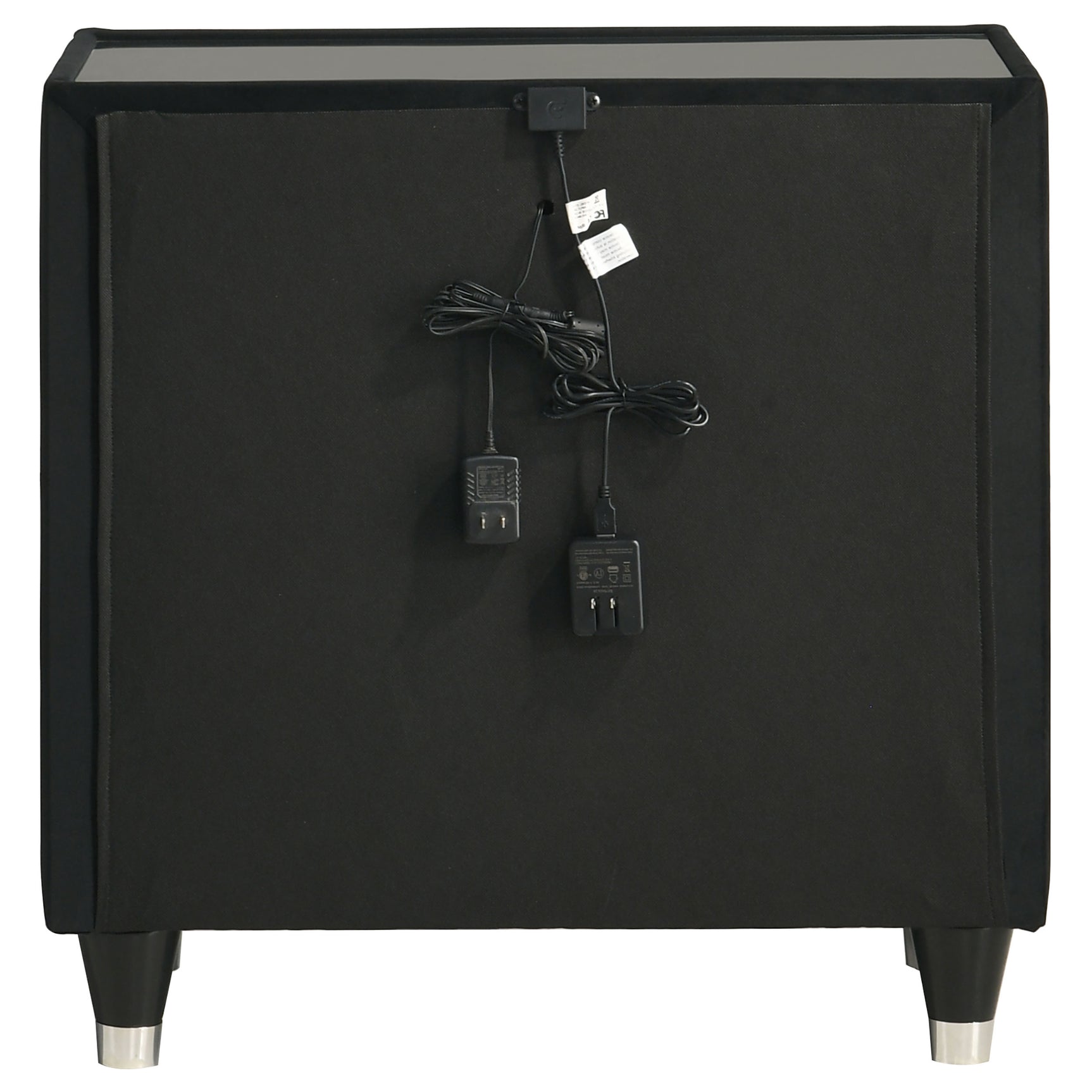 Ravenne Black 2-drawer Velvet Upholstered LED Nightstand with USB - Ornate Home