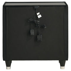 Ravenne Black 2-drawer Velvet Upholstered LED Nightstand with USB - Ornate Home