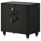 Ravenne Black 2-drawer Velvet Upholstered LED Nightstand with USB - Ornate Home