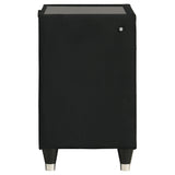 Ravenne Black 2-drawer Velvet Upholstered LED Nightstand with USB - Ornate Home