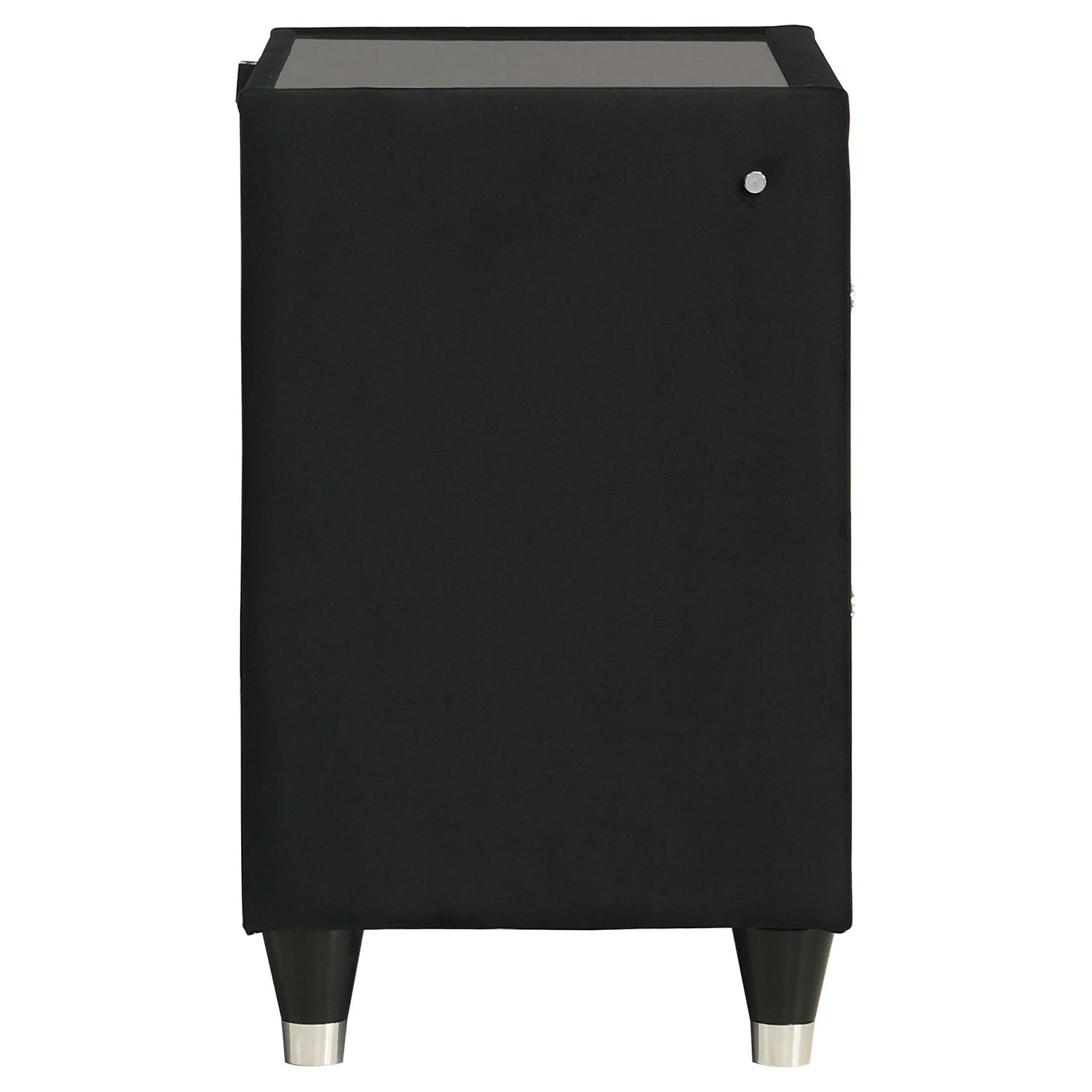 Ravenne Black 2-drawer Velvet Upholstered LED Nightstand with USB - Ornate Home