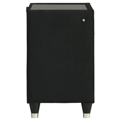 Ravenne Black 2-drawer Velvet Upholstered LED Nightstand with USB - Ornate Home