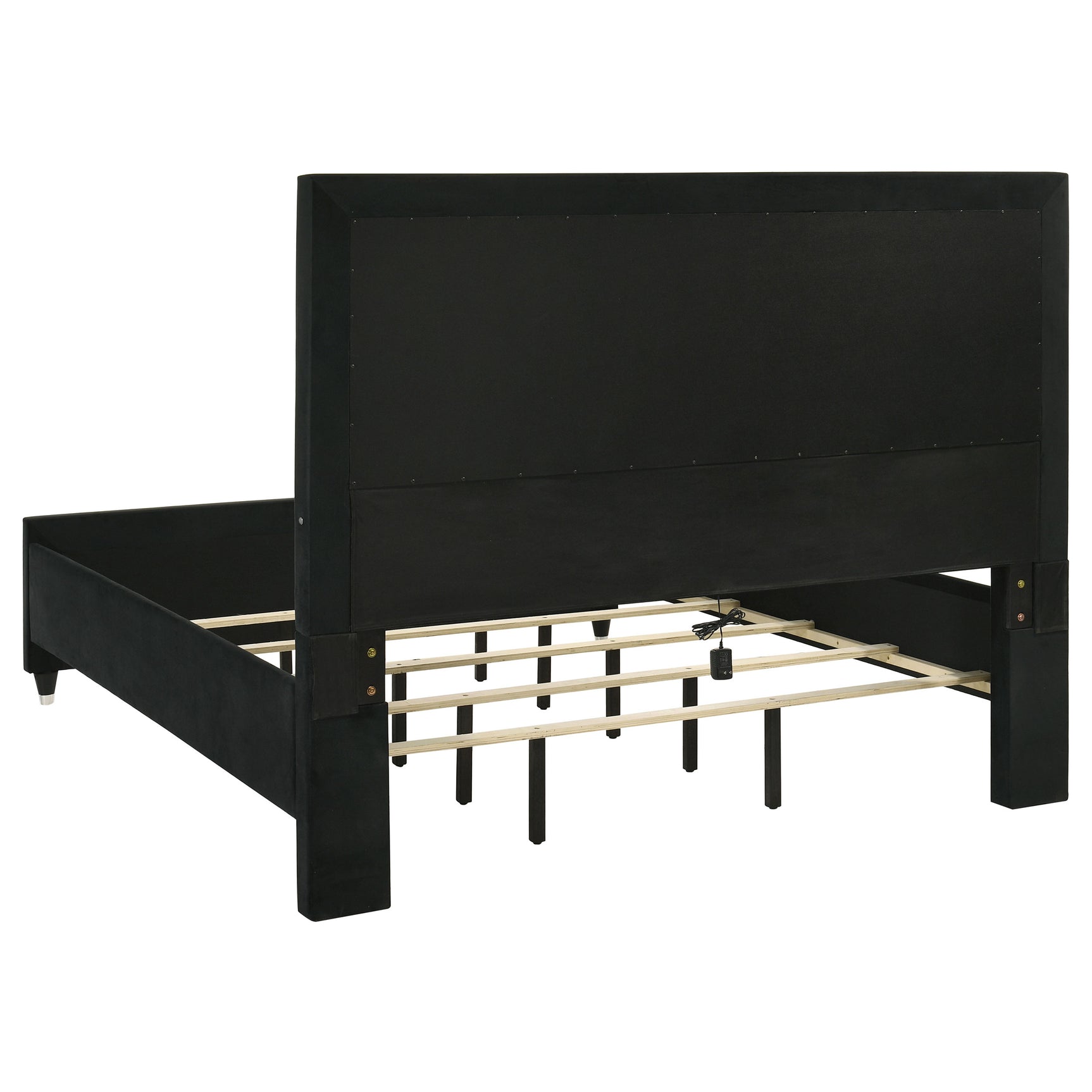 Ravenne Black 4-piece Velvet Upholstered California King LED Bedroom Set - Ornate Home
