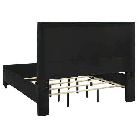 Ravenne Black 4-piece Velvet Upholstered California King LED Bedroom Set - Ornate Home