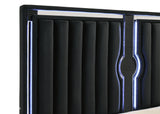 Ravenne Black 4-piece Velvet Upholstered California King LED Bedroom Set - Ornate Home