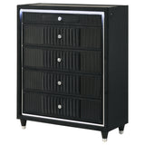 Ravenne Black 5-drawer Velvet Upholstered LED Chest of Drawers - Ornate Home