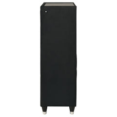 Ravenne Black 5-drawer Velvet Upholstered LED Chest of Drawers - Ornate Home