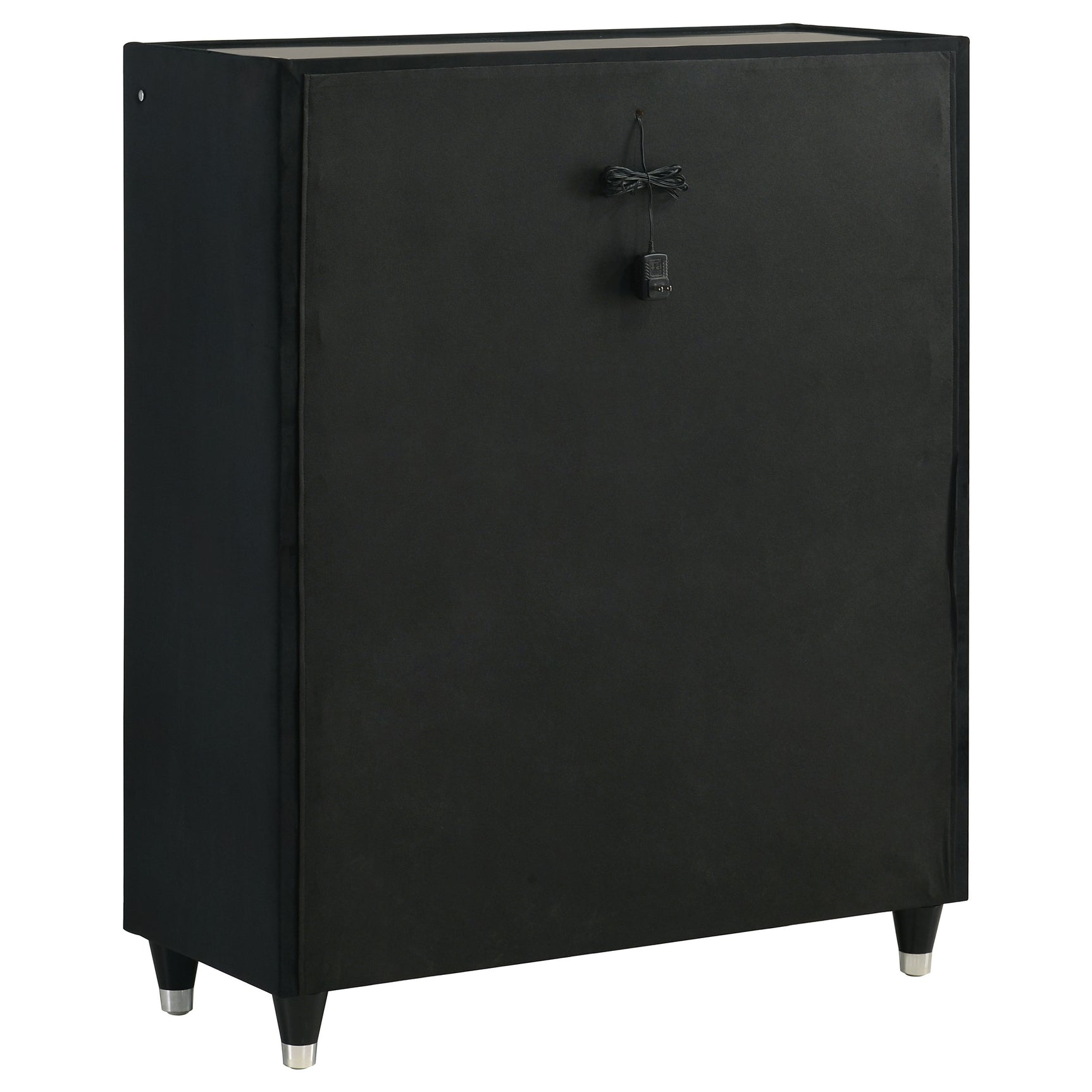 Ravenne Black 5-drawer Velvet Upholstered LED Chest of Drawers - Ornate Home