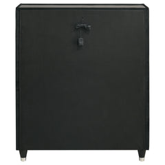 Ravenne Black 5-drawer Velvet Upholstered LED Chest of Drawers - Ornate Home