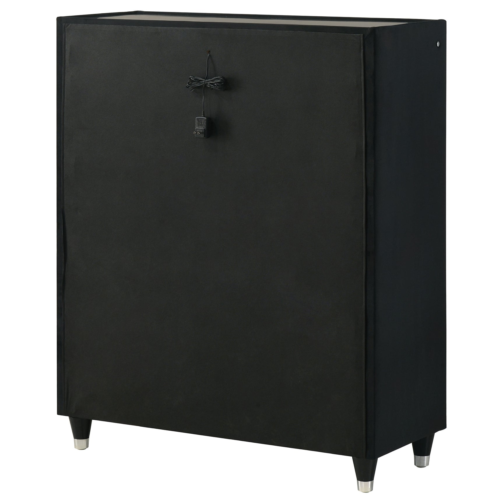 Ravenne Black 5-drawer Velvet Upholstered LED Chest of Drawers - Ornate Home