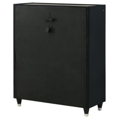 Ravenne Black 5-drawer Velvet Upholstered LED Chest of Drawers - Ornate Home