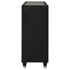 Ravenne Black 8-drawer Velvet Upholstered LED Dresser Cabinet - Ornate Home