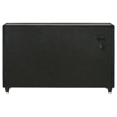 Ravenne Black 8-drawer Velvet Upholstered LED Dresser Cabinet - Ornate Home