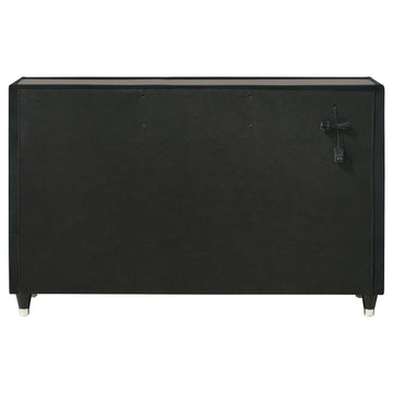 Ravenne Black 8-drawer Velvet Upholstered LED Dresser Cabinet - Ornate Home