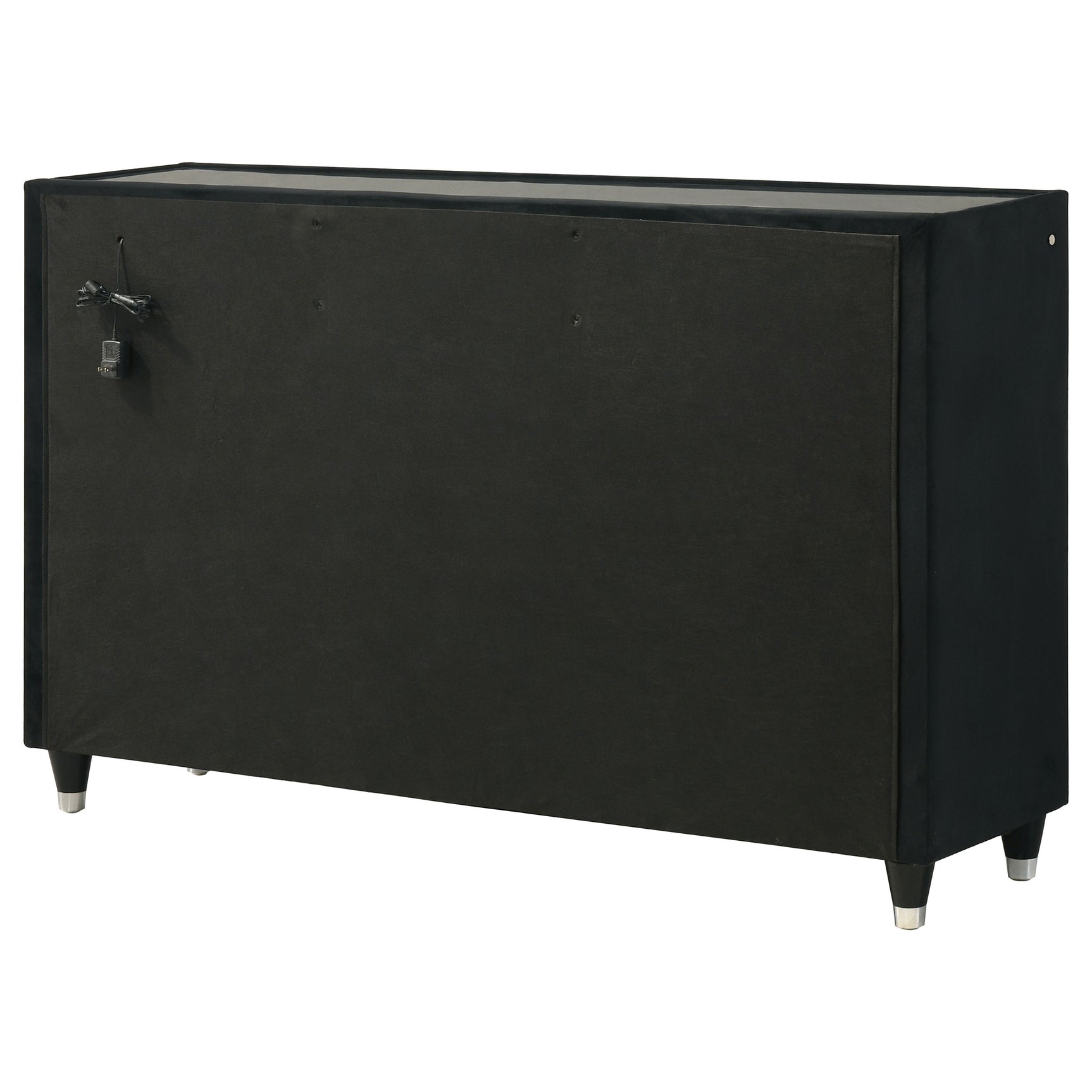 Ravenne Black 8-drawer Velvet Upholstered LED Dresser Cabinet - Ornate Home