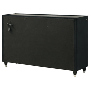 Ravenne Black 8-drawer Velvet Upholstered LED Dresser Cabinet - Ornate Home