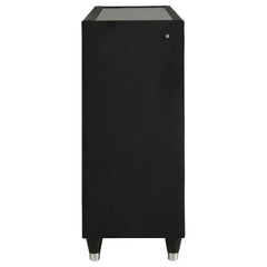 Ravenne Black 8-drawer Velvet Upholstered LED Dresser Cabinet - Ornate Home