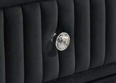 Ravenne Black 8-drawer Velvet Upholstered LED Dresser Cabinet - Ornate Home