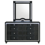 Ravenne Black 8-drawer Velvet Upholstered LED Dresser and Mirror - Ornate Home
