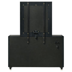 Ravenne Black 8-drawer Velvet Upholstered LED Dresser and Mirror - Ornate Home