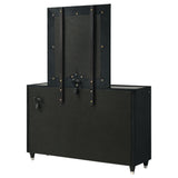 Ravenne Black 8-drawer Velvet Upholstered LED Dresser and Mirror - Ornate Home