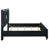 Ravenne Black Velvet Upholstered Eastern King LED Panel Bed - Ornate Home
