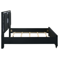 Ravenne Black Velvet Upholstered Eastern King LED Panel Bed - Ornate Home